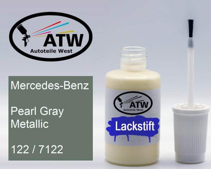 Mercedes-Benz, Pearl Gray Metallic, 122 / 7122: 20ml Lackstift, von ATW Autoteile West.